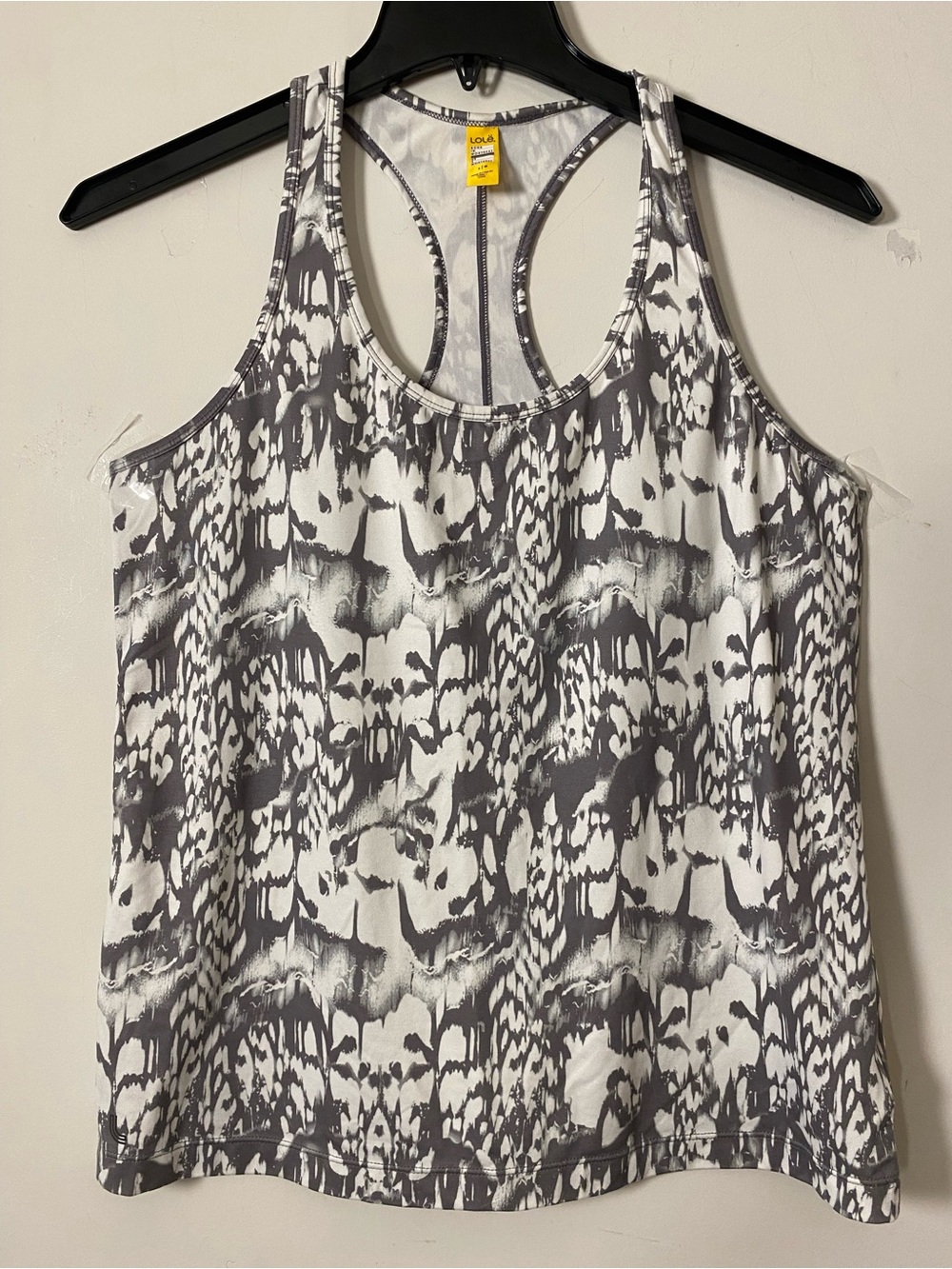 Women's Gray & White Printed Racerback Athletic Tank Top
